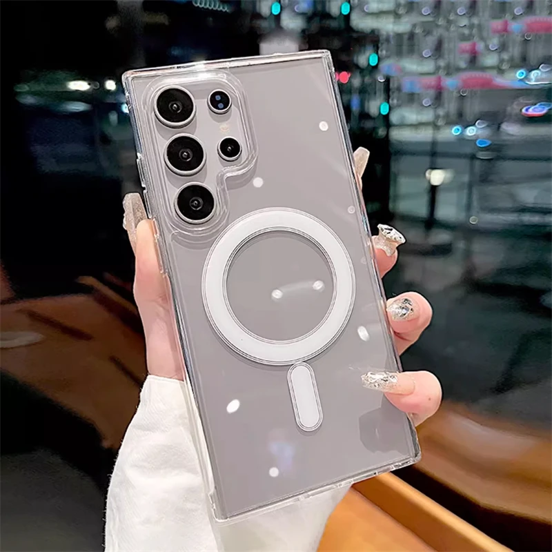 Enhanced Magnetic Clear Phone Case - Durable Hard PC Protective Cover with Enhanced Grip