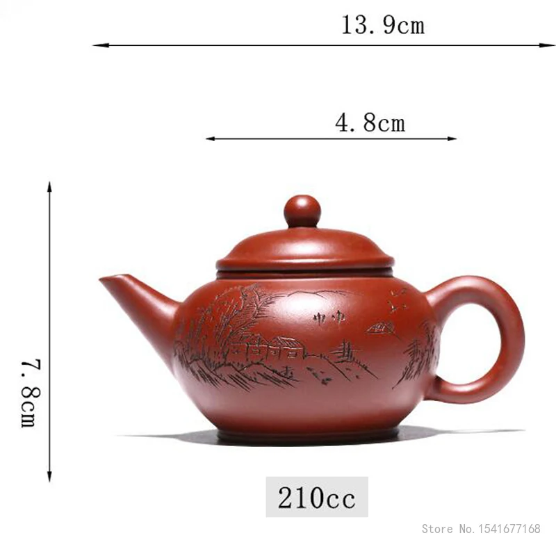 Chinese Style Mountain lines Teapot, Purple Clay Raw ore Dahongpao, Kung Fu Household, Pure Handmade , 210ml, Tea Pots, New, 1Pc
