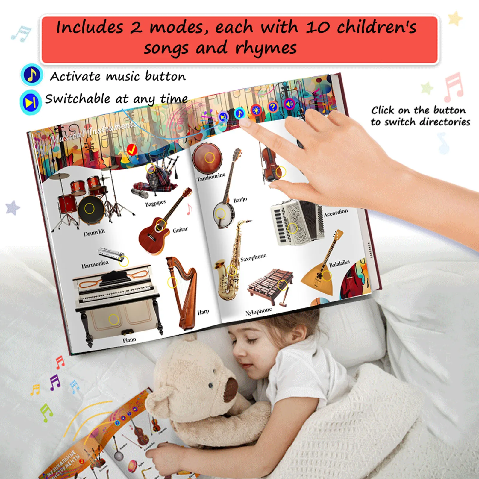 English Point Reading Books Children's Early Educational Toys Montessori Smart Multifunctional Book For Toddler Learning English 4