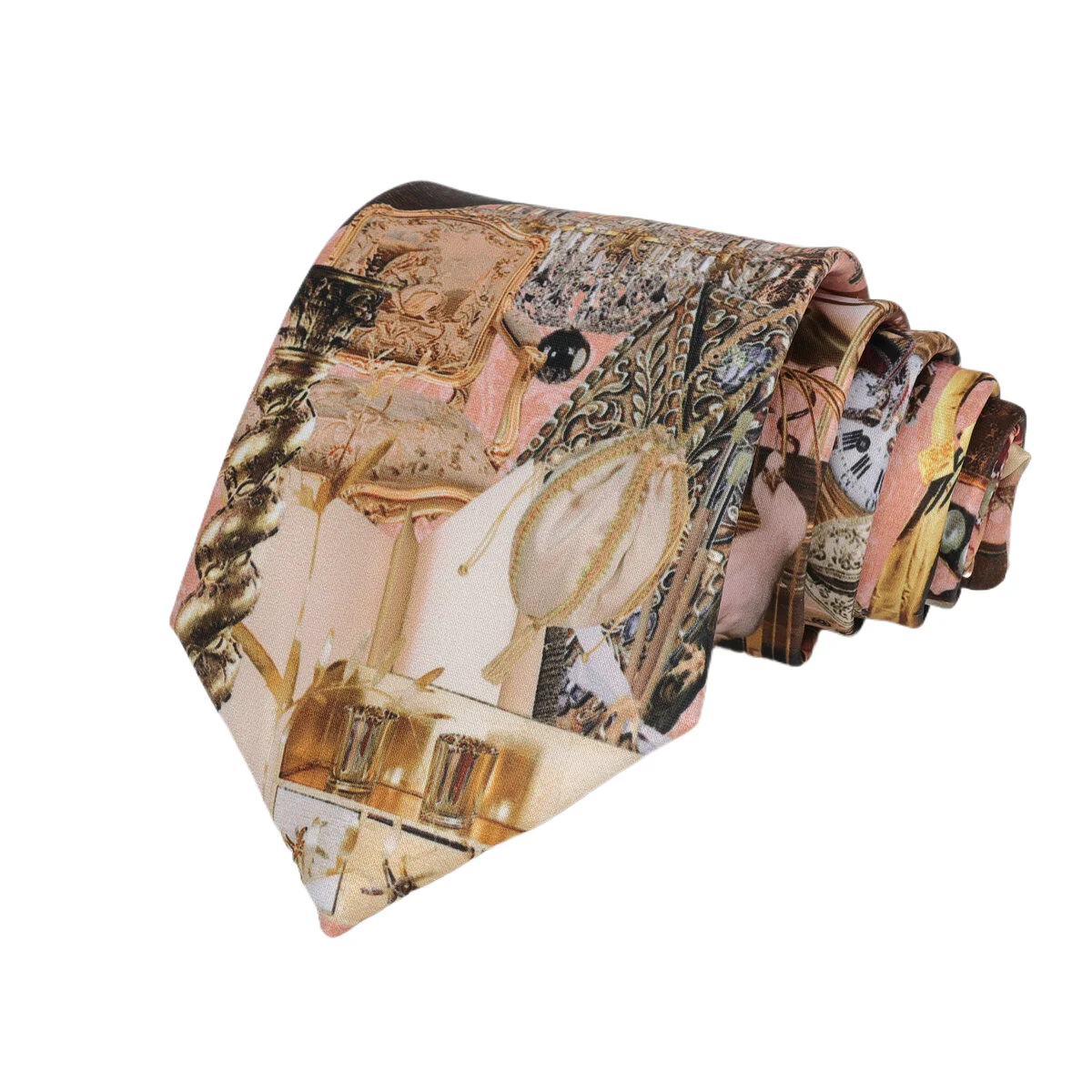 Cravate Vintage Imprimé Floral Et Tête De Mort - 100% Polyester - Longueur 57 Pouces (environ 145 Cm)