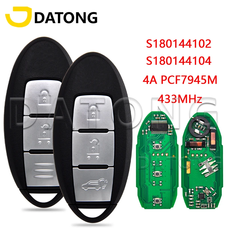 Datong World Car Remote Control Key For Nisan X-Trail Qashqai March K13 2014-2017 S180144102 S180144104 4A 433MHz Promixity Card datong world car remote control key for nisan x trail qashqai march k13 2014 2017 s180144102 s180144104 4a 433mhz promixity card