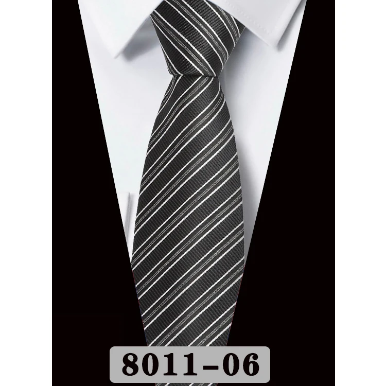Neue Herren-Krawatte, modisch, klassisch, Polyester, gestreift, Rot, Blau, Grau, Hochzeit, Party, Designer, Business, 8 cm, Jacquard-gewebte Krawatte, Geschenk – Detail 9