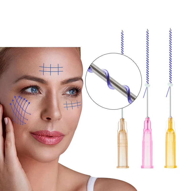 Grau médico 30g13mm 30g25mm Suave Pdo Mono Rosca Rosto Pescoço Beleza Linha de Elevação 50 pçs/saco