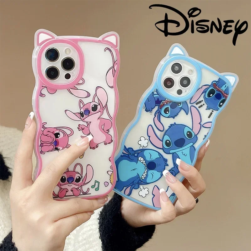 

Disney Stitch Angel Phone Case Anime Cartoon Lilo & Stitch Anti-fall Dust-proof Couple Soft Cover Case for IPhone 14 13 Promax