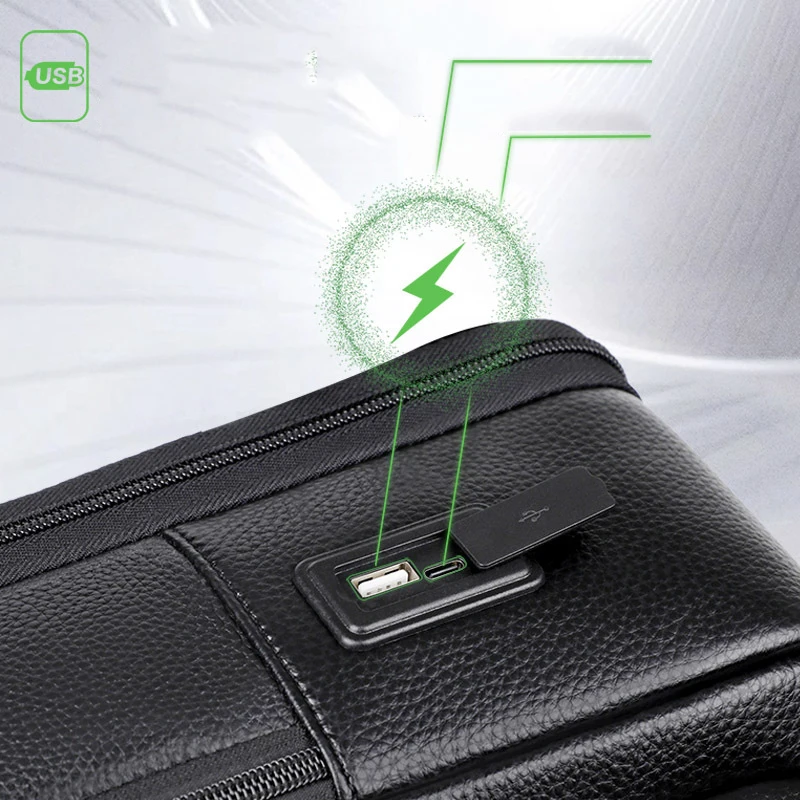 Sac à dos Luxe Cuir Véritable Homme 15,6 pouces USB Antivol Étanche 8539 - Andra 4 Sac à dos Luxe Cuir Véritable Homme 15,6 pouces USB Antivol Étanche 8539 - Andra – Image 4