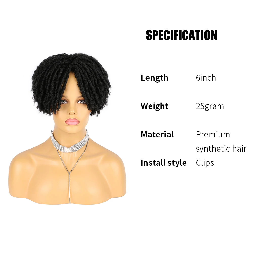 Blonde Dreadlock Hair Topper Synthetic Locs Ombre Braided Half Wig Short Dreadlocs Hair Toupee Afro Wigs for Black Women and Men