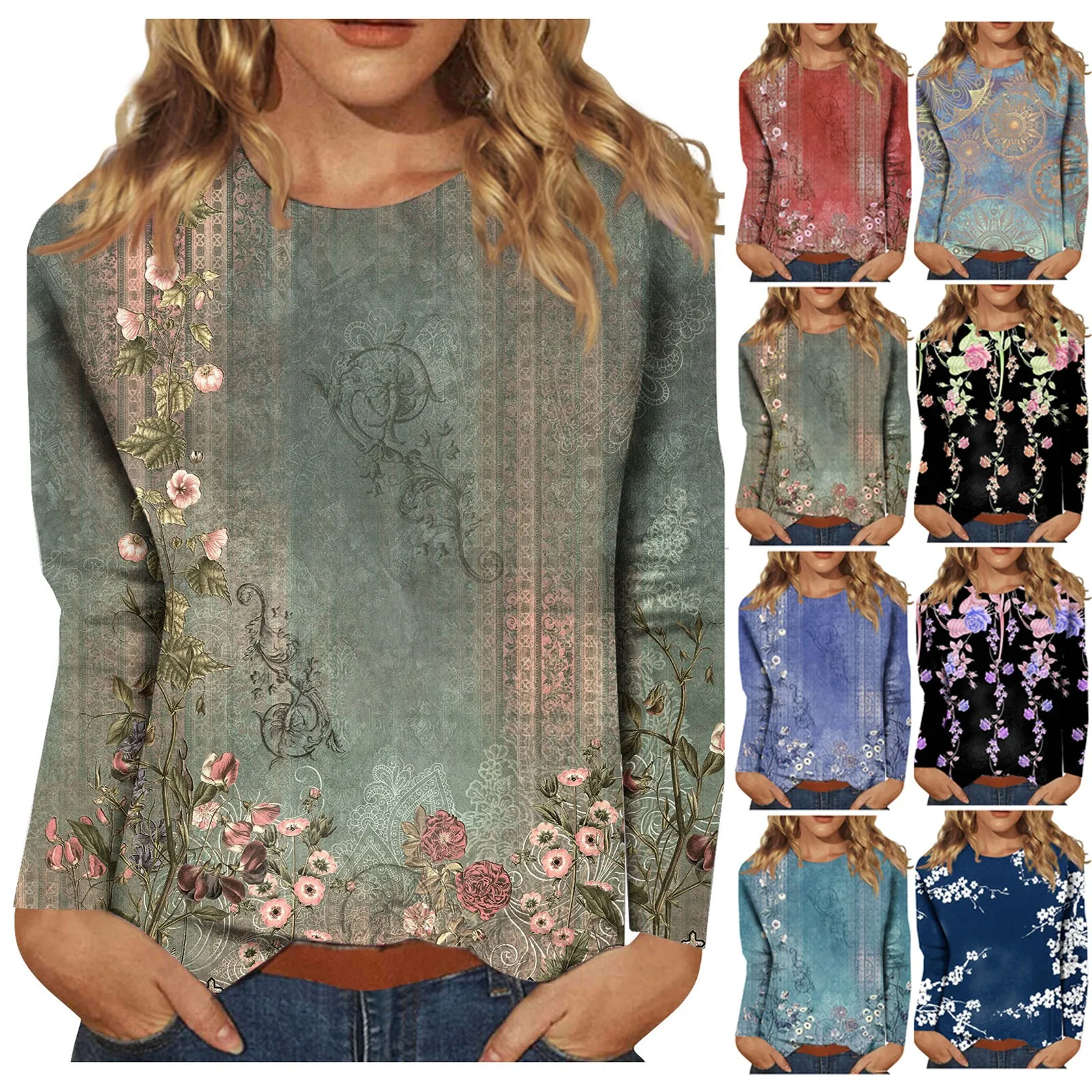 

Long Sleeve Shirts For Women Cute Print Graphic Tees Blouses Casual Plus Size Basic Tops Fashion-Forward Comfortable Pullover