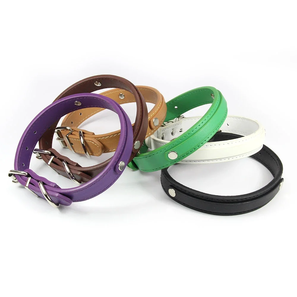 24 PCS Wholesale Plain PU Leather DIY Name ID Dog Collar Custom Letters Charms Puppy Cat Neck Strap Collars for Small Medium Dog