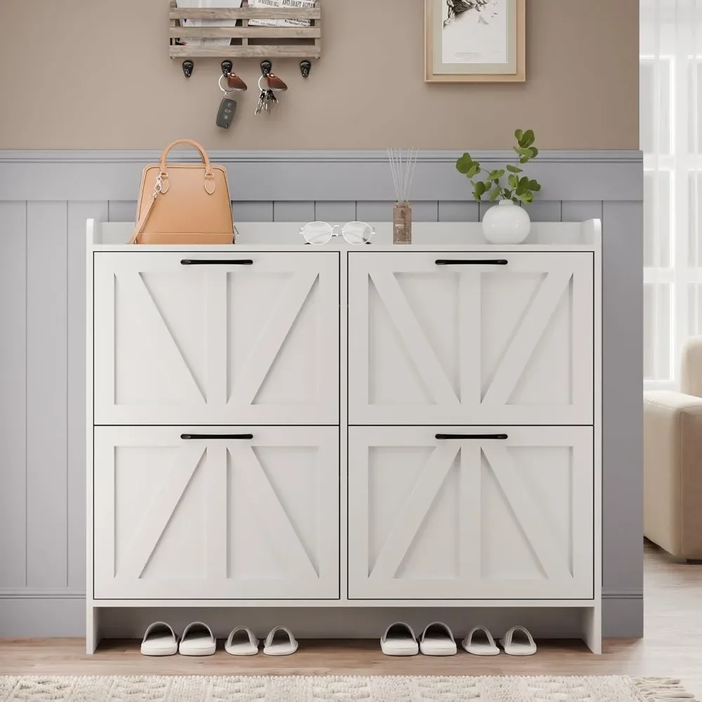 Shoe Storage Cabinet with Drawers, Freestanding Shoe Cabinet, Shoe Organizer with Wood Legs for Entryway,Living Room - Image 6
