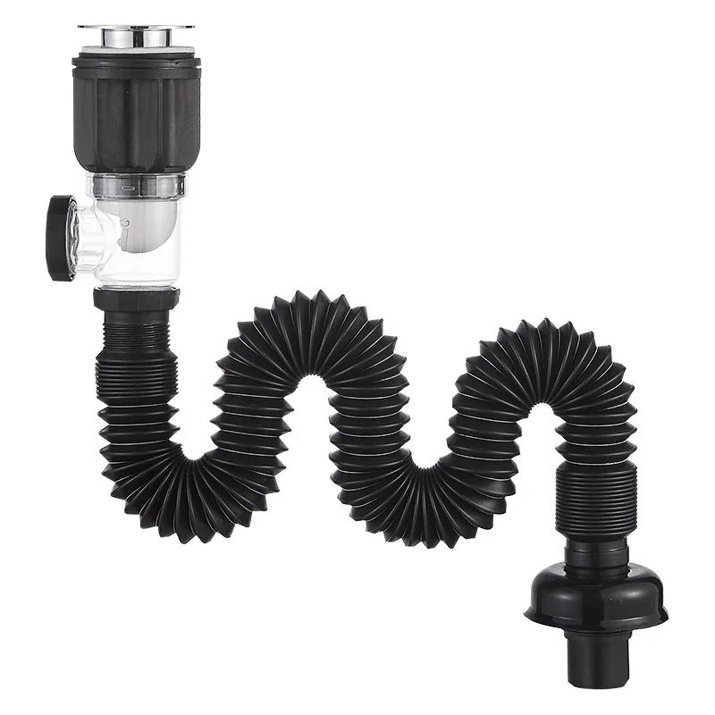 Kitchen Sink Drain Pipes Flip-Top Retractable Deodorizing