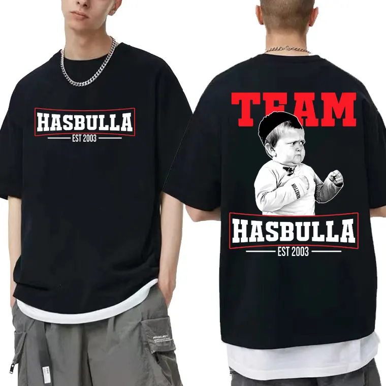 

Funny Team Hasbulla Magomedov T Shirt Russia Mini Khabib Blogger Fighting Meme T-shirt Men Women Oversized Tshirt Fan Gift Tees