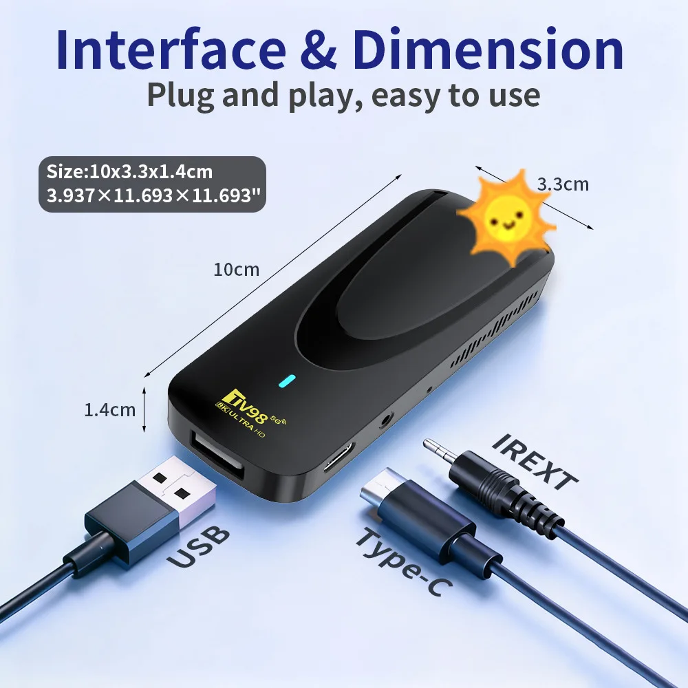 TV98 ATV X7 TV Stick 2GB16GB Android 14.0 Allwinner RK3518 Quad Core Wifi 4G 5G BT5.0 Voice Remote Smart Assistant HD 4K 8K iptv