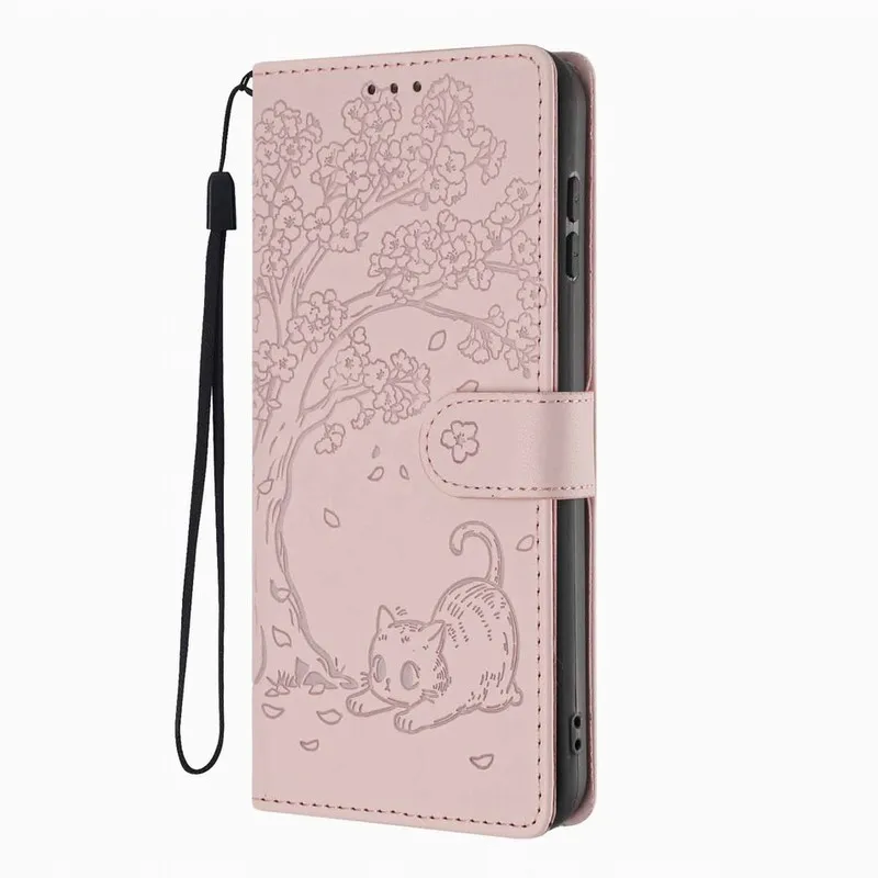 Charming Cat Under Tree Wallet Phone Case