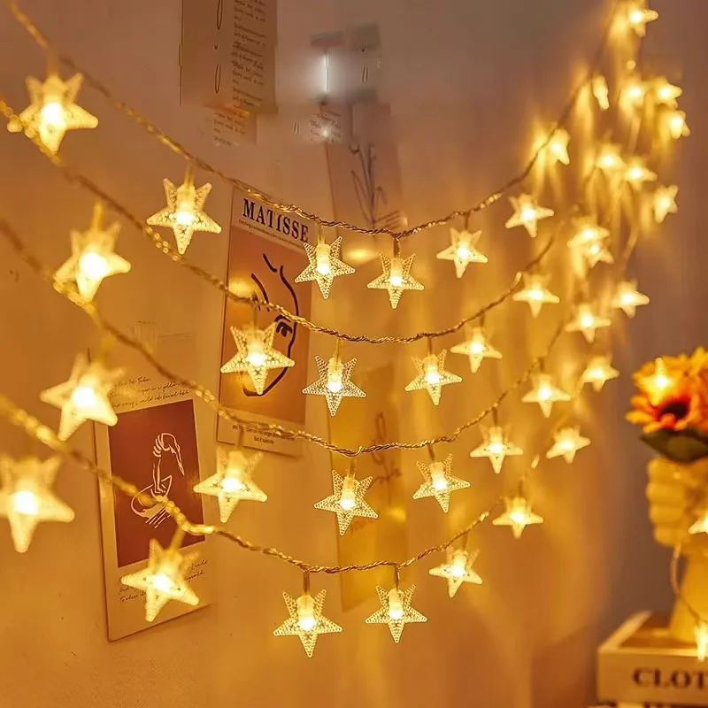 نجمة LED سلسلة ضوء 1.5-10 متر بطارية تعمل الديكور الداخلي للمنزل عيد الميلاد سنوات جديدة سلسلة أضواء في الهواء الطلق حفلة عيد الميلاد