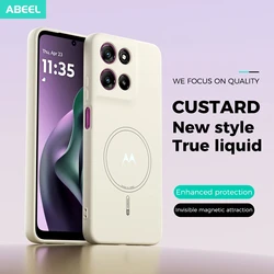 Premium Liquid Silicone Magnetic Shockproof Case - Durable Cover for Motorola Moto Edge and G Series (Beige)