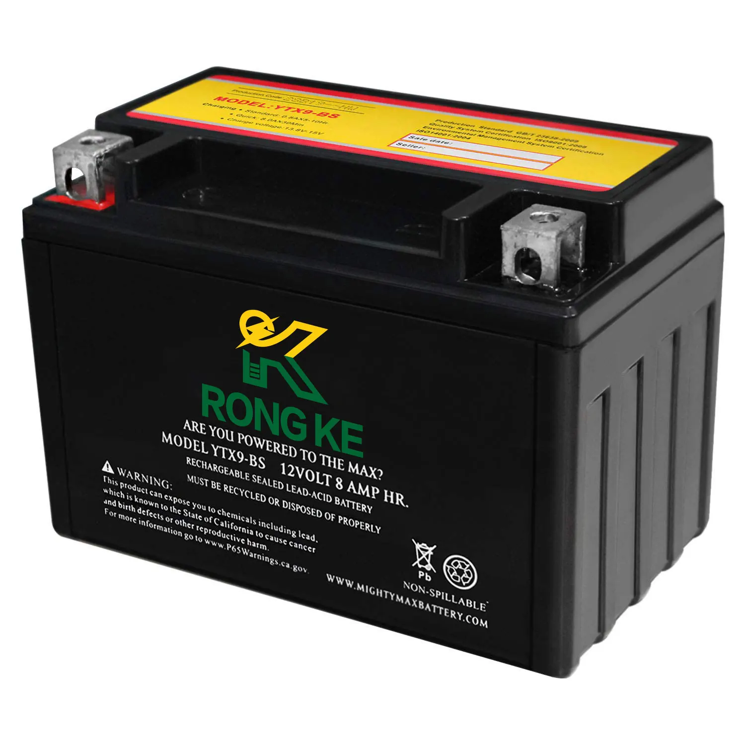 

12Volt 8AH 420CCA Rechargeable Maintenance Free SLA AGM Motorcycle Battery YTX9-BS