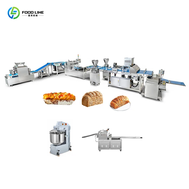 Système de production d'équipement de qualité commerciale de boulangerie de machine de fabrication de pain entièrement automatique personnalisé 1