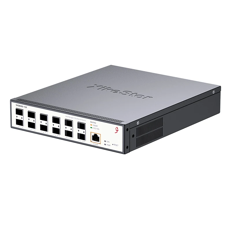 XikeStor L3 관리형 10G SFP+ 메인 컨트롤 칩 RTL9313 12개의 10G SFP+ 포트 VLAN/포트 통합/DHCP 웹/CLI 지원