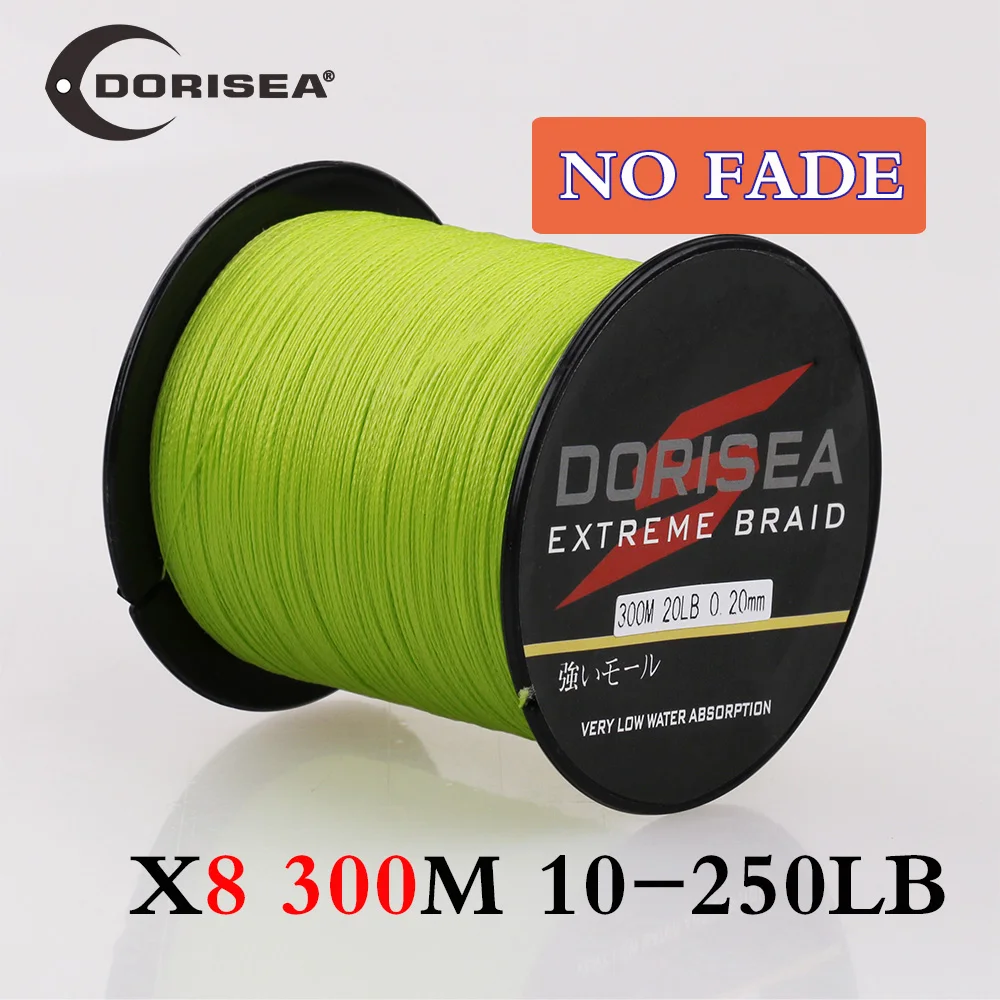 

DORISEA "NO FADE" 8 Strands 300M 10-250LB PE Multifilame Braided Fish Line Wire Pescaria Material De Pesca