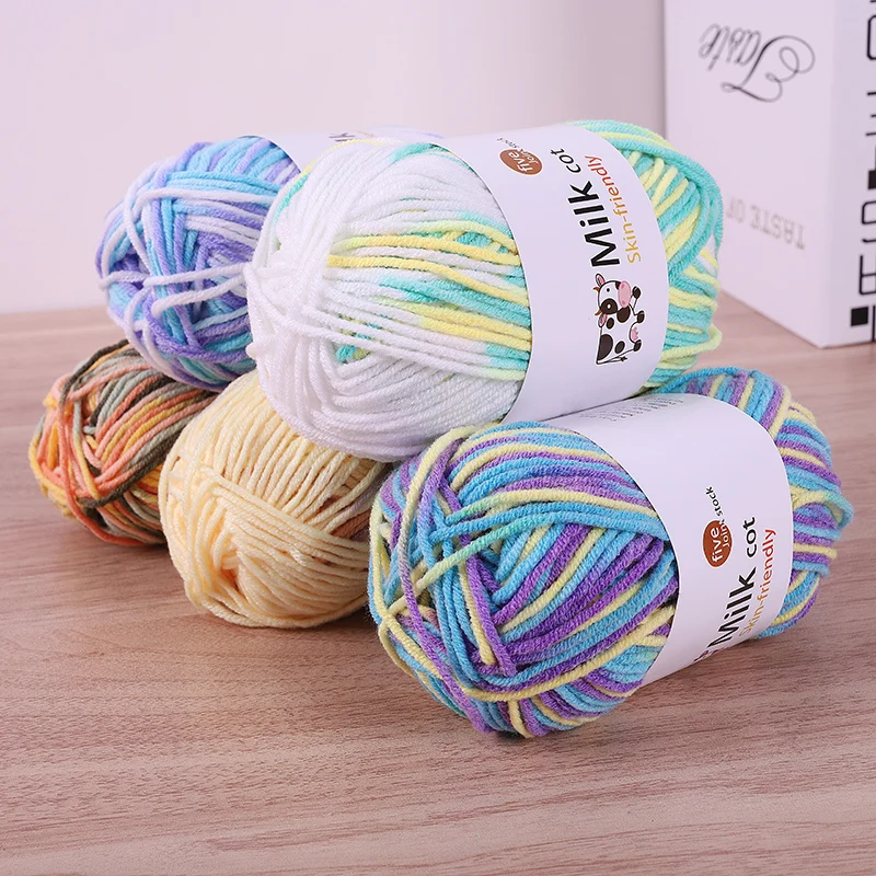 150g segmented dyed gradient colorful yarn, milk cotton, medium coarse hand woven hook, sweater, hat, scarf yarn 3