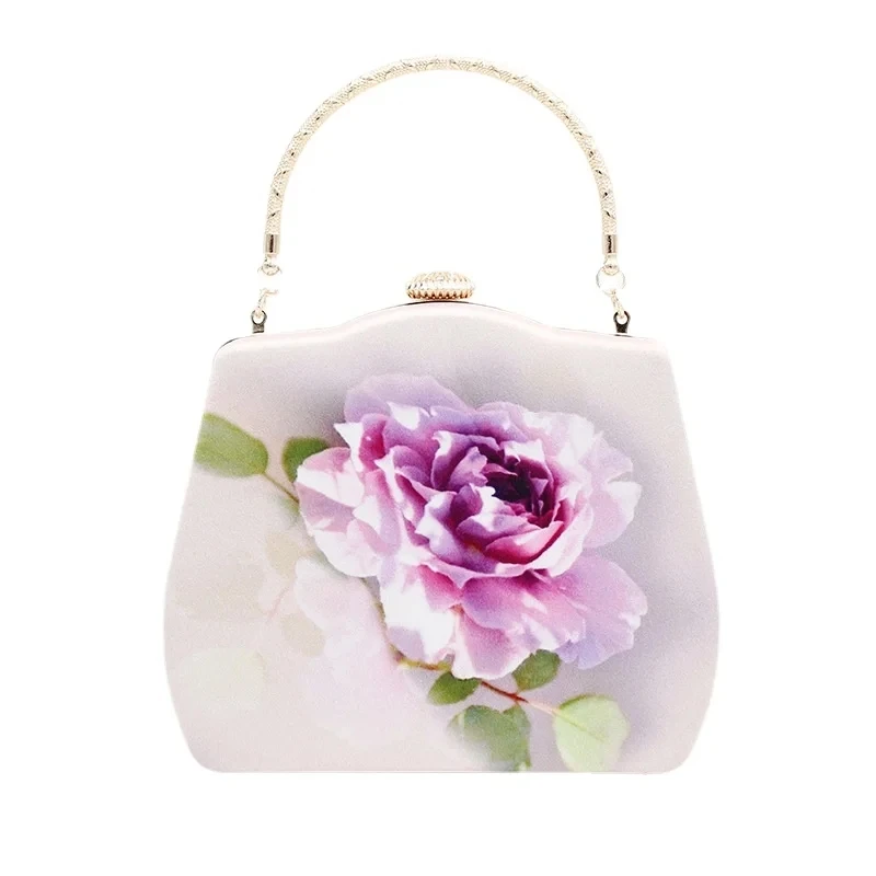 

Ladies Silk Evening Bag Elegant Top-handle Clutch Bag Chinese Style Flower Handbag Antique Hanfu Cheongsam Matching Women Bag