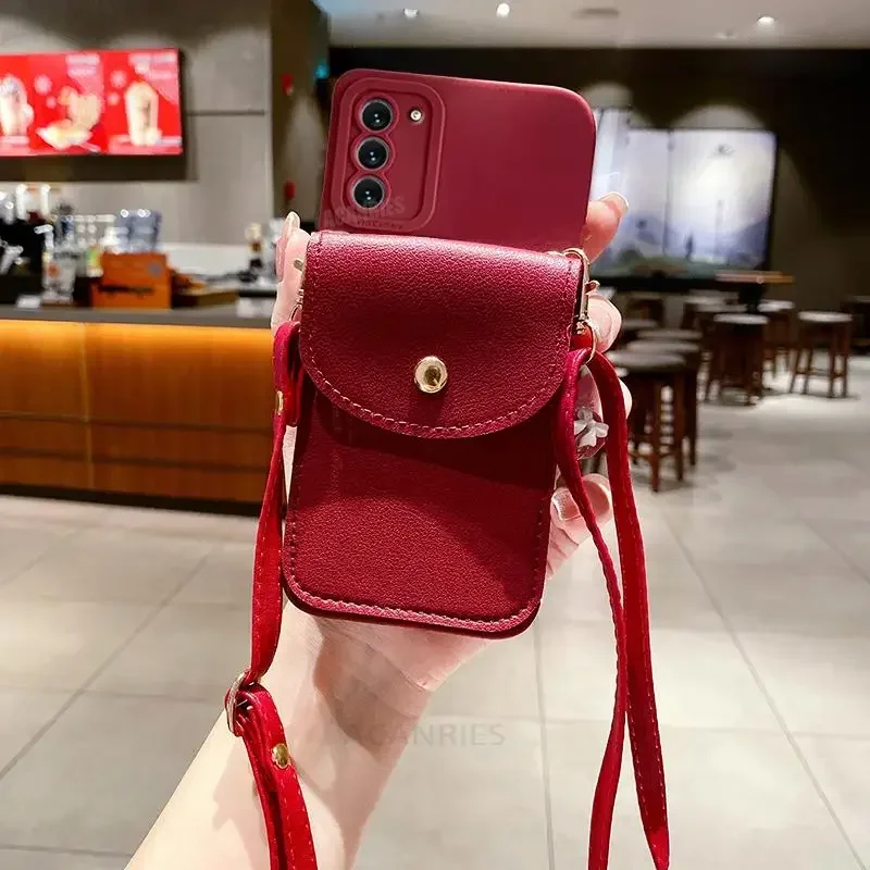S 21 22 23 24 20 Crossbody Wallet Card Holder Case For Samsung Galaxy S21 S23 S20 Fe S22 S24 Plus Ultra Lanyard Silicone_voghion.com