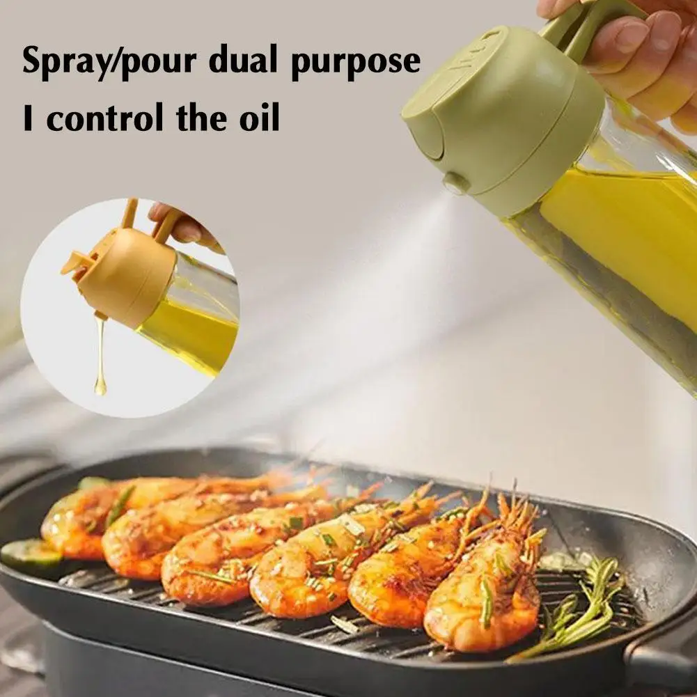 550/600ML Oil Sprayer Bottle BBQ Cooking 2 In 1 Oil Dispenser Olive Pourers Sprayer Kitchen Baking Mister Vinegar Bottle
