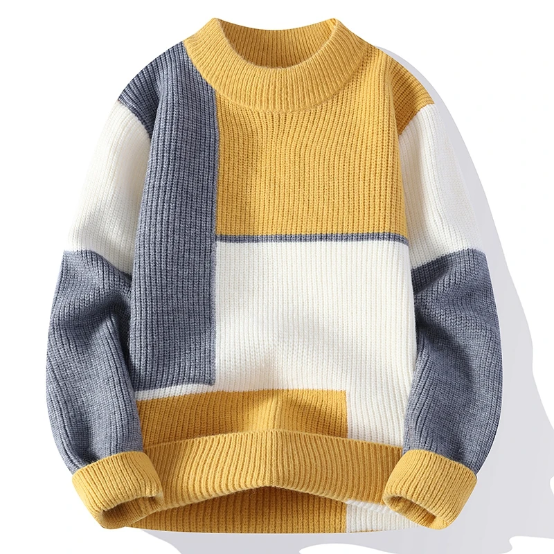 Pull Femme Manches Longues Rayé - Col Rond, Coupe Ample, Doux Et Chaud Pour L'hiver - 9