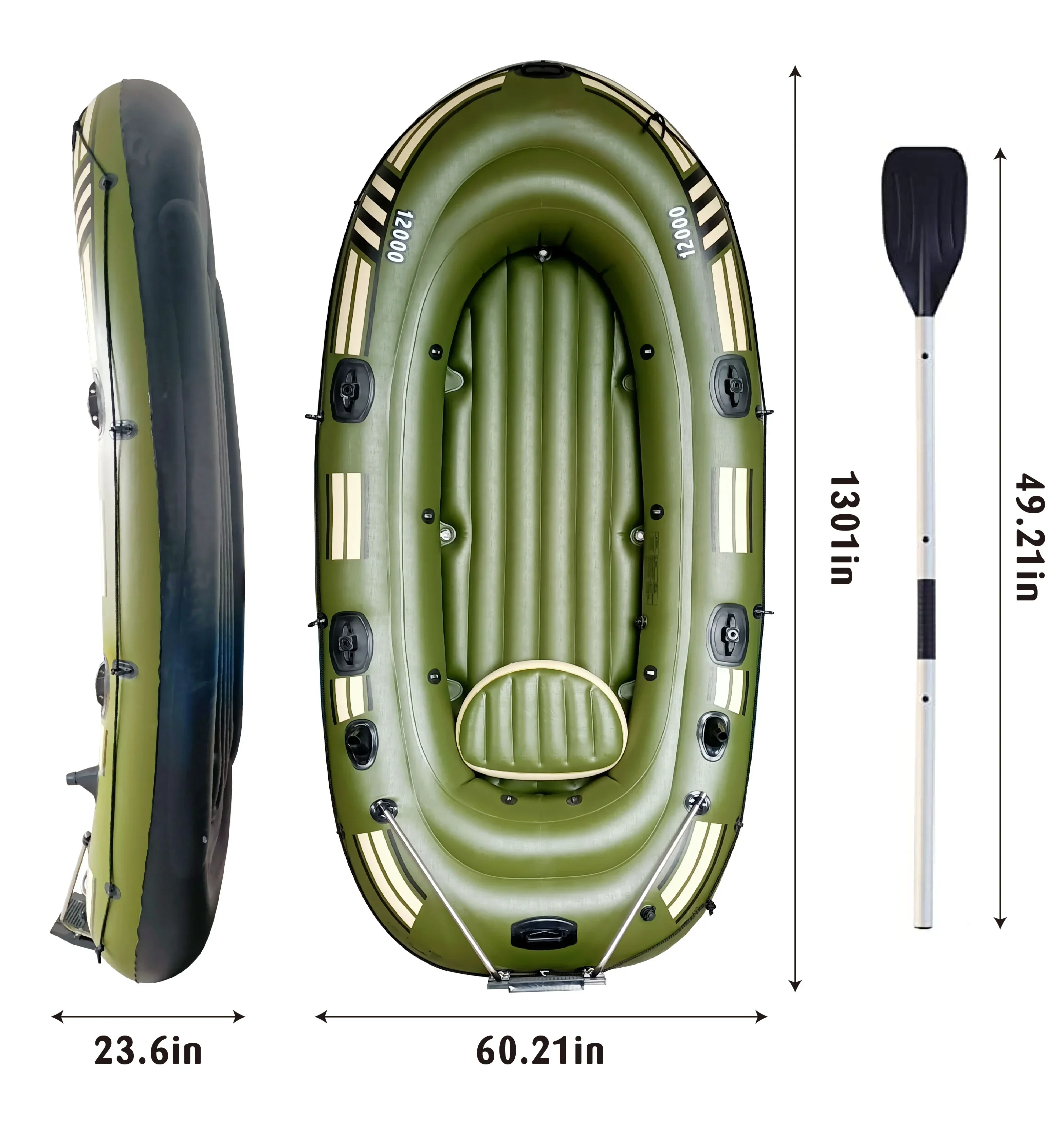 Inflatable kayak Rowing Boat Dinghy Fishing boat River PVC Inflatable Raft Boat with 3 person for sale