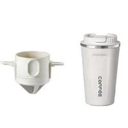 Stainless Steel Portable Reusable Coffee and Tea Dripper Set (White2)