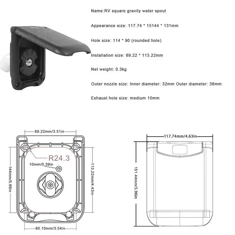 Camper Gravity Water Inlet With Magnetic Cover RV Fresh Water Fill Hatch Inlet Filter Lockable RV Cover Trailer Tank rv water inlet
