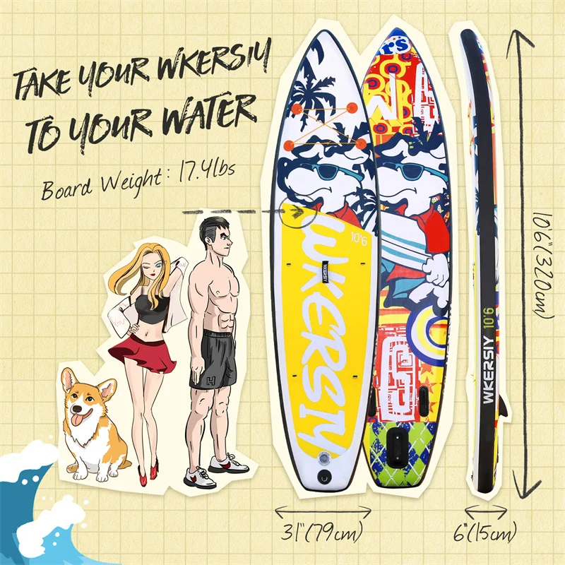 

Inflatable 320*79*15cm Ultra-Light SUP for All Skill Levels Everything Included with Stand Up Paddle Board, Pump, ISUP Travel