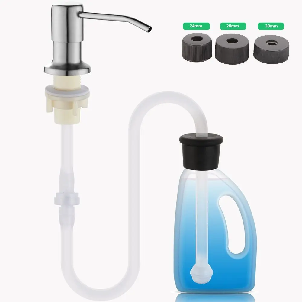 Kitchen Sink Liquid Soap Dispenser Mounted Stainless Steel Countertop Water Pump Extension Tube Dishwashing Liquid Dispenser 3