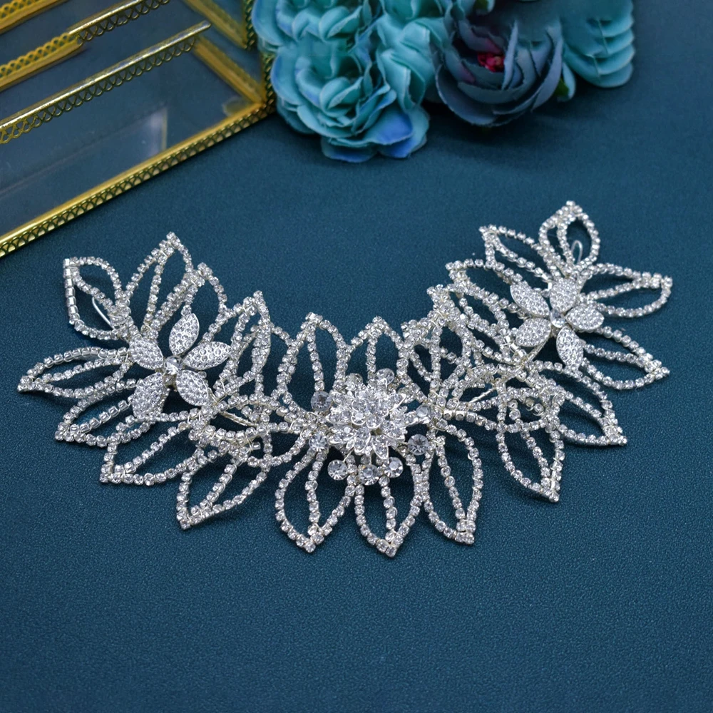 DZ011 Luxury Bridal Headband Silver Rhinestone Wedding Head Accessories Ornament Women Headpiece Party Tiaras Prom Headwear
