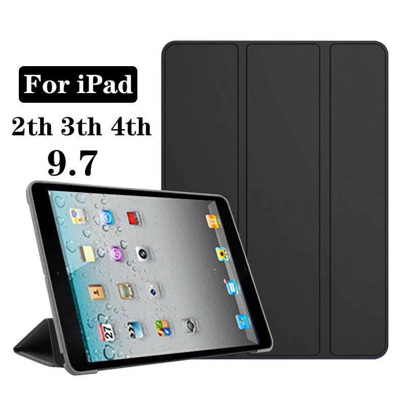 Чехол Funda для iPad 2 3 4, чехол из искусственной кожи тройного сложения, чехол для электронной книги для iPad 2-го 3-го 4-го поколения, 9,7 дюйма, чехол с умным сонным бодрствованием