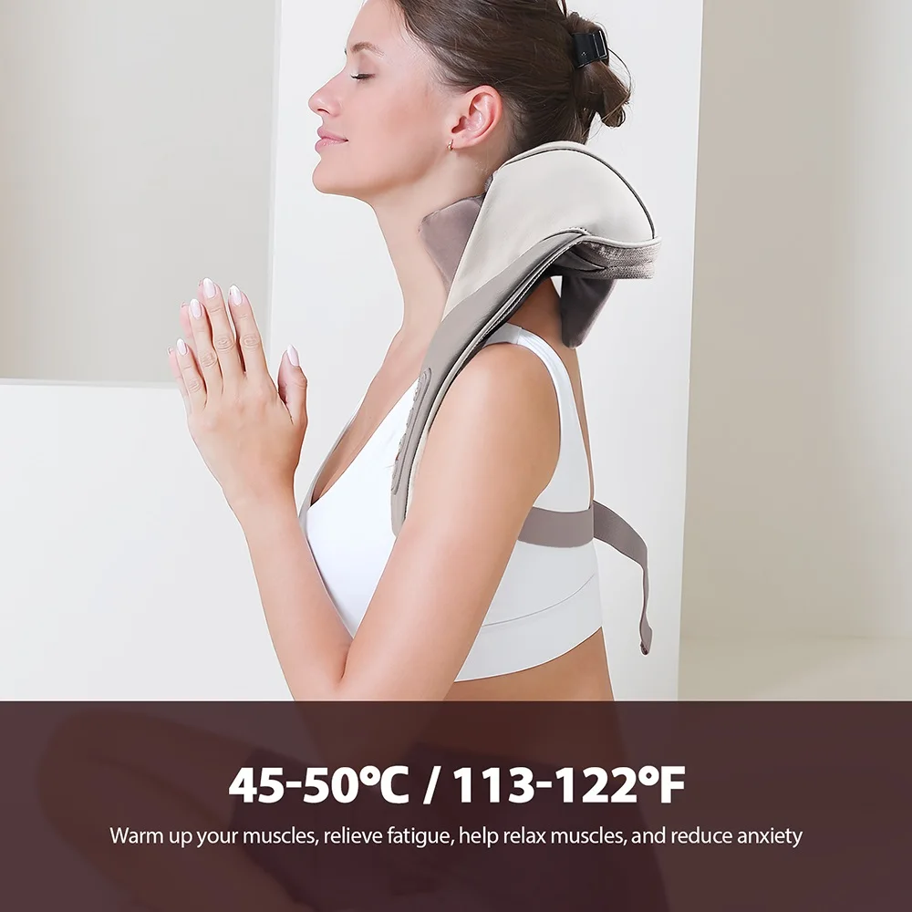 Foreverlily Powerful Neck And Shoulder Massager Wireless Shiatsu Kneading Neck And Back Massage Shawl Trapezius Massager