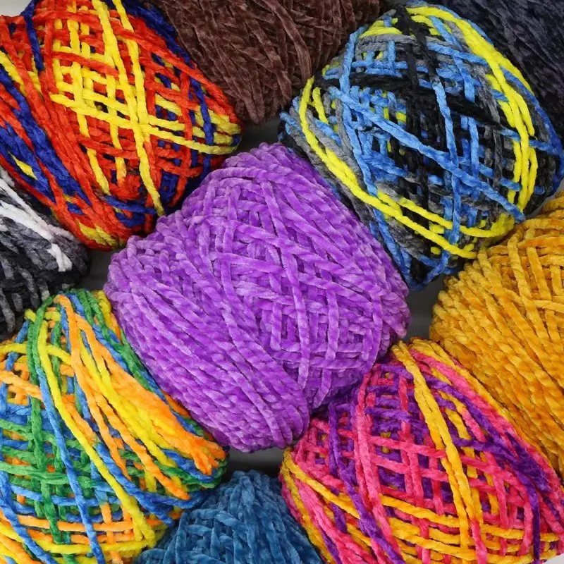 Knitting Yarn Knitting Wool Yarn Chenille Yarn Crochet Yarn Cashmere Yarn Wool Yarn Cotton Wool Yarn 100g Golden Velvet Yarn Chenille Wool Polyester Medium Thick Hand Knitting Yarn Cashmere Crochet Bulk for Knitted Sweater