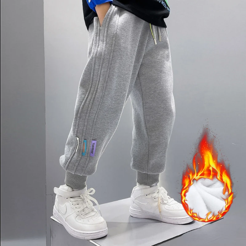 Spring Autumn Kids Teenage Boys Casual School Sport Pants Fleece Trousers Jogger Pant For Children Loose Sweatpant Boys Clothes