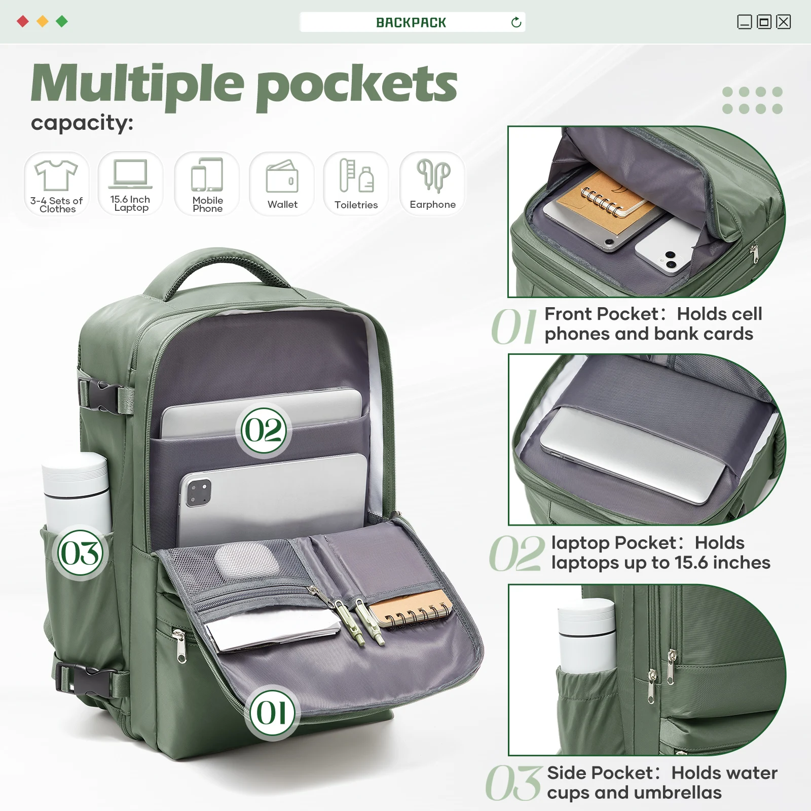 Short Distance Aircraft Cabin Travel Backpack 45x36x20 Hand Luggage Backpack Cabin Bag Aeroplane Carry-Ons, College Backpack