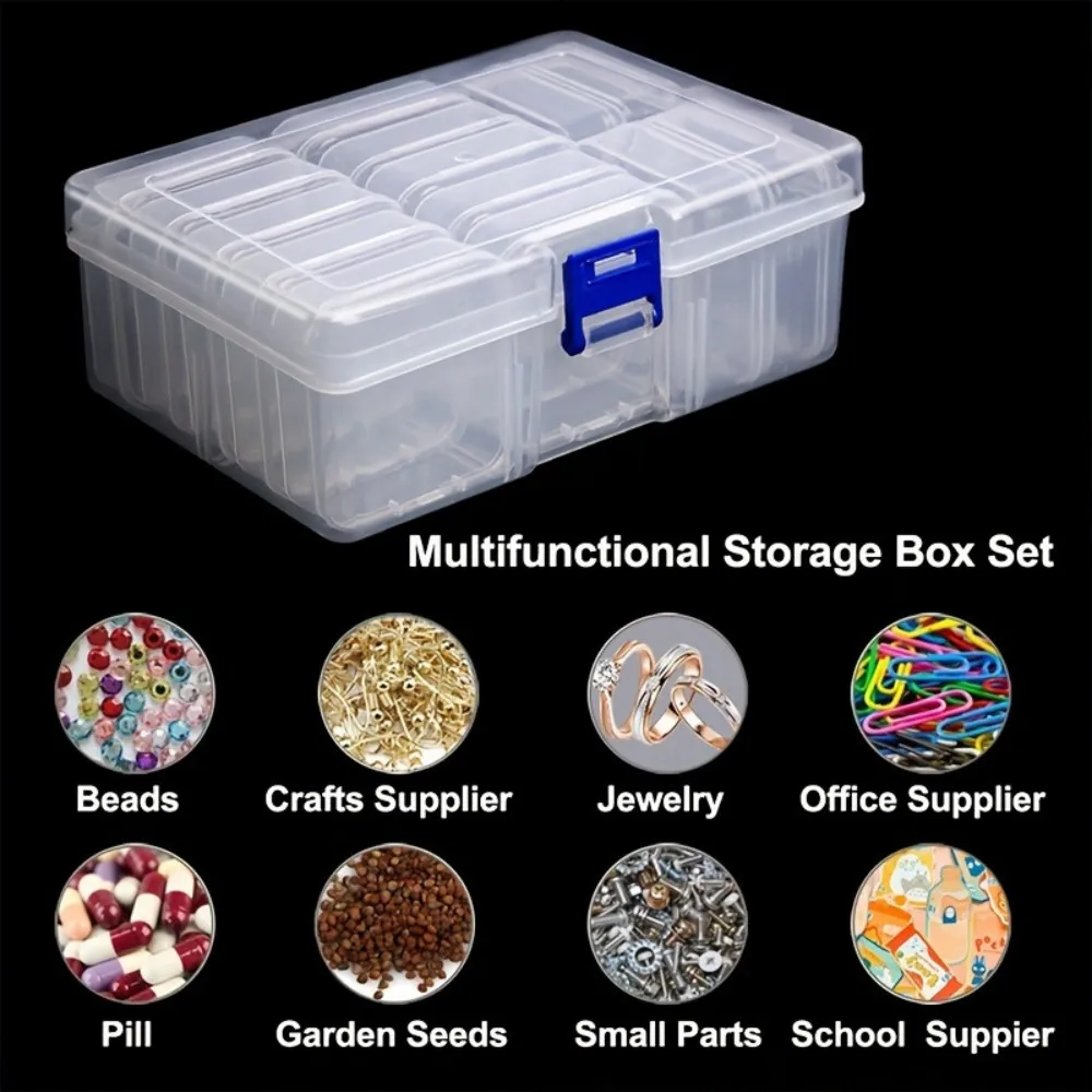 Transparent Plastic Box, Paper Clip Packaging Box, Girls' Accessories, Portable Handheld, Handmade Materials Desktop Storage Box