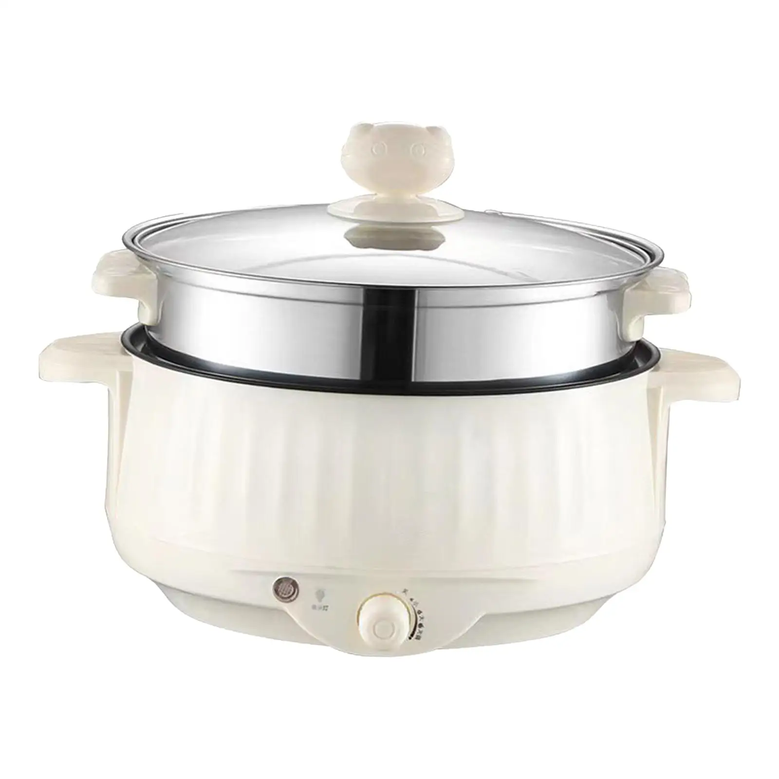 Electric Cooking Pot Nonstick 1.7L Stainless Steel Multifunctional 3 Gear Electric Skillet for Noodles Ramen Porridge Eggs 4