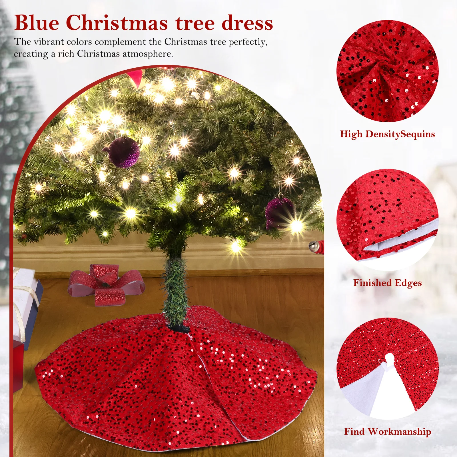 Sparkling Sequin Tree Skirt W/ Small Sequin Mini Xmas Tree Skirts (model 1)