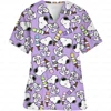 Surgical Wear Work Clothes Cartoon Snoopy print Hand Washing Nurse Uniform Women's V Neck Short Sleeve T-Shirt Tops 1