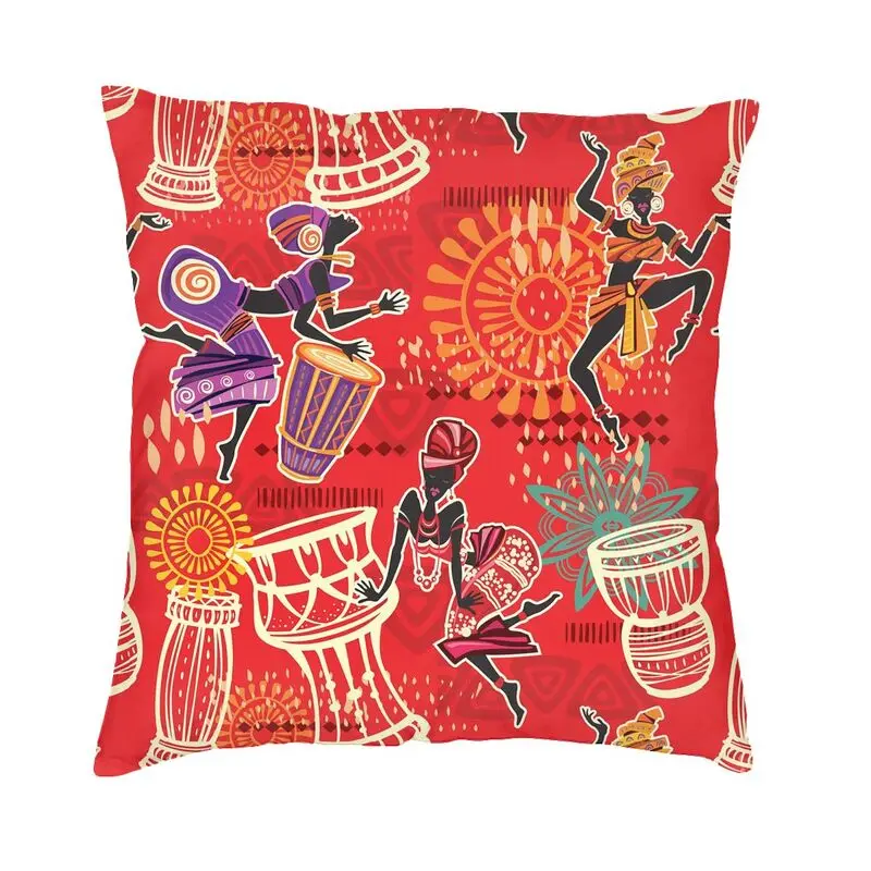 

Red African Ethnic Pattern Cushion Cover Africa Art Motifs Floor Pillow Case for Living Room Fashion Pillowcase Home Decorative