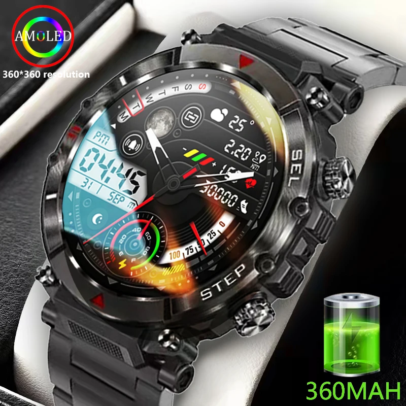 P LUXURY New Rugged Military Smartwatch Men Fitness Sports Watch Men