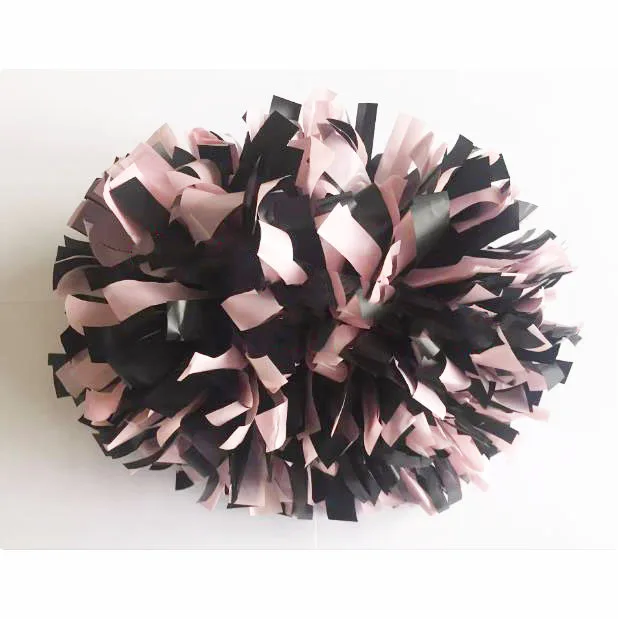 1piece,Pompom Cheerleader Poms, Plastic Dusty Pink with Plastic Yellow, 4 ",6",8"