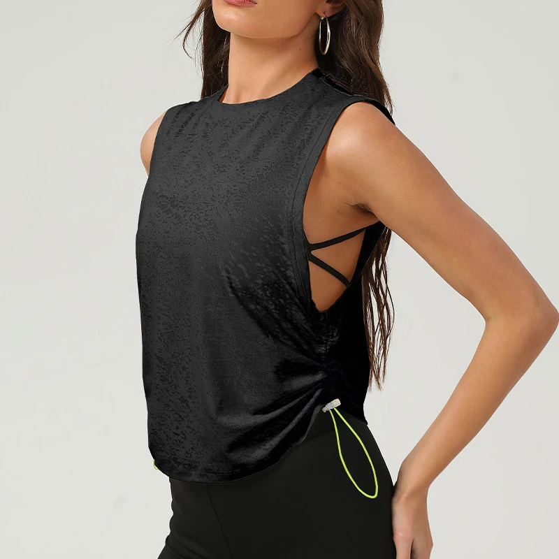 여성 민소매 요가 셔츠 여름 솔리드 컬러 느슨한 러닝 탑 통기성 빠른 건조 체육관 조끼 여성 운동복 운동복