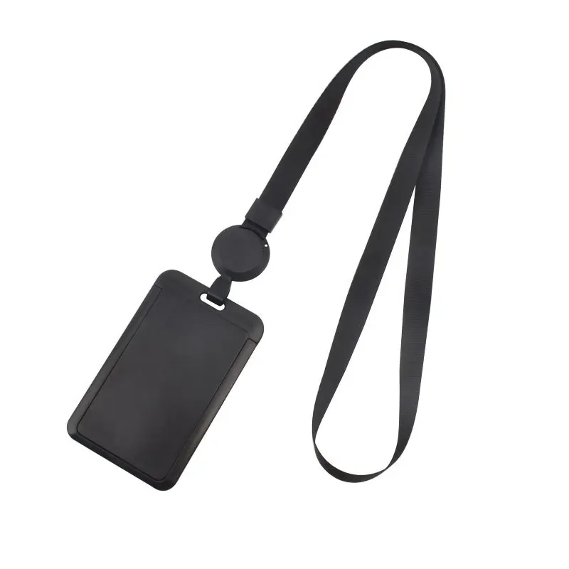 1 Set Professional Retractable ID Badge Holder with Sliding Cover Durable ABS Card Case with Neck Lanyard