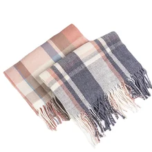

CHENKIO Womens Fashion Long Tassels Plaid Blanket Scarf Wrap Shawl, Big Grid Scarf,Winter Warm Scarf for Friends and Family