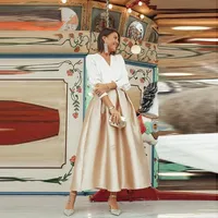 Champagne Lady Ankle Length Satin Skirts High Waist Women Causal Gowns Spring Summer Birthday Skirt A Line 2